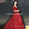 Short Sleeve Ladies Wine Red Party Evening Dinner Dress Elegant Wholesale